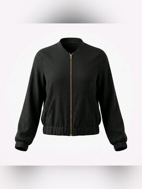 H&M SZ 4 Dark Green Gold Zipper Long Sleeve Lightweight Bomber Jacket